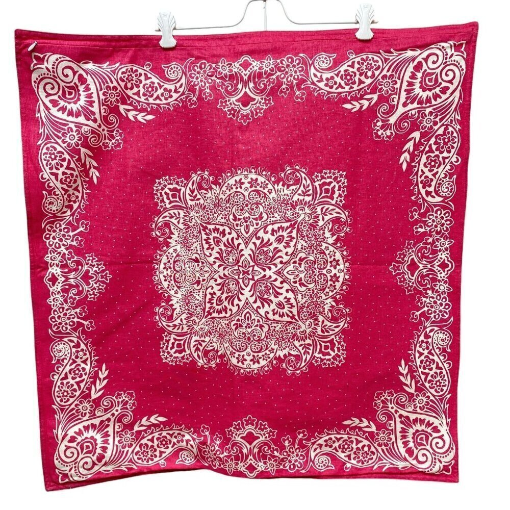 TOMMY HILFIGER Euro Sham Pink Bandana Print Boho Cotton Zip Cover Dorm